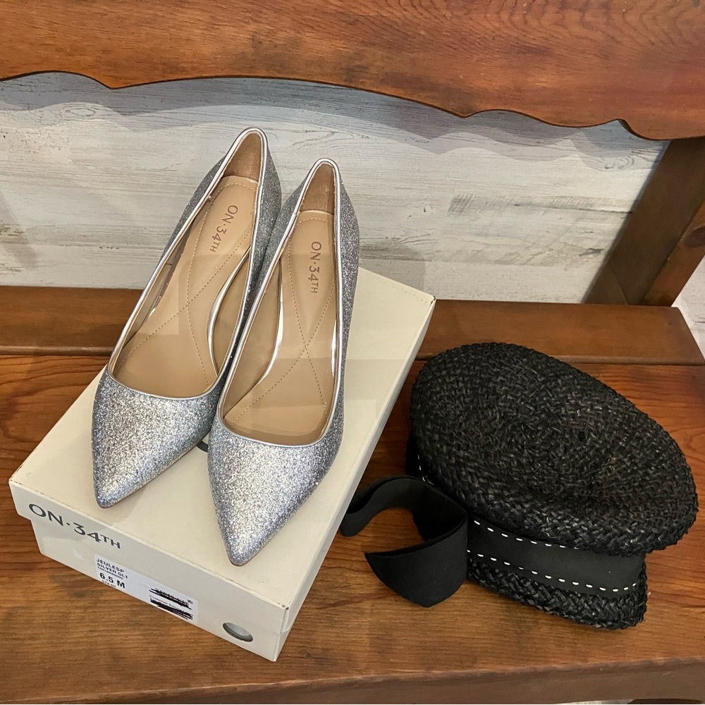 On 34th Jeules Pointed Toe Glitter Heels 6.5M